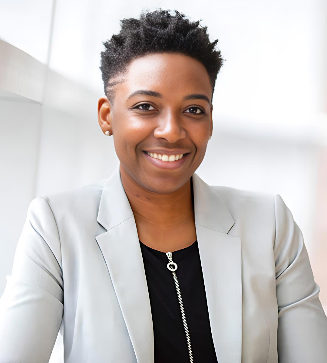 Woman with Short Hair Smiling